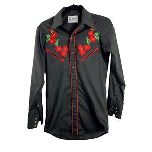 MWG Western's Best Floral Snap Button Rock-A-Billy Western Shirt Men's Size XS